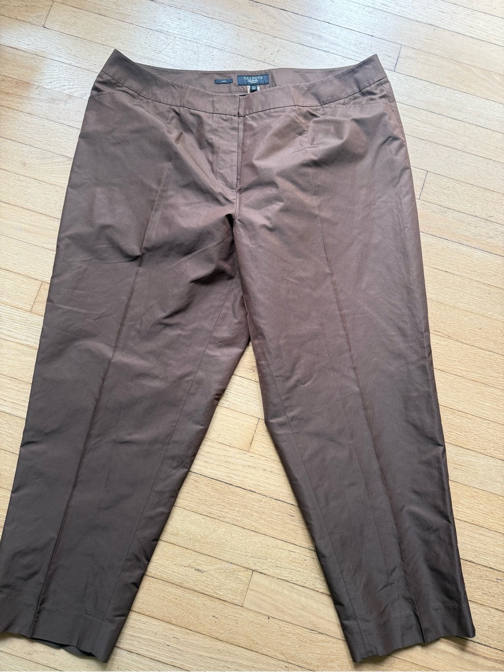 TALBOTS Silk & Cotton Brown Dress Pants - Classic Straight Fit size 18W EUC